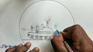 Kargil Vijay diwas celebration special drawing/soldiers celebrate Kargil Vijay Diwas scenery drawing screenshot 5