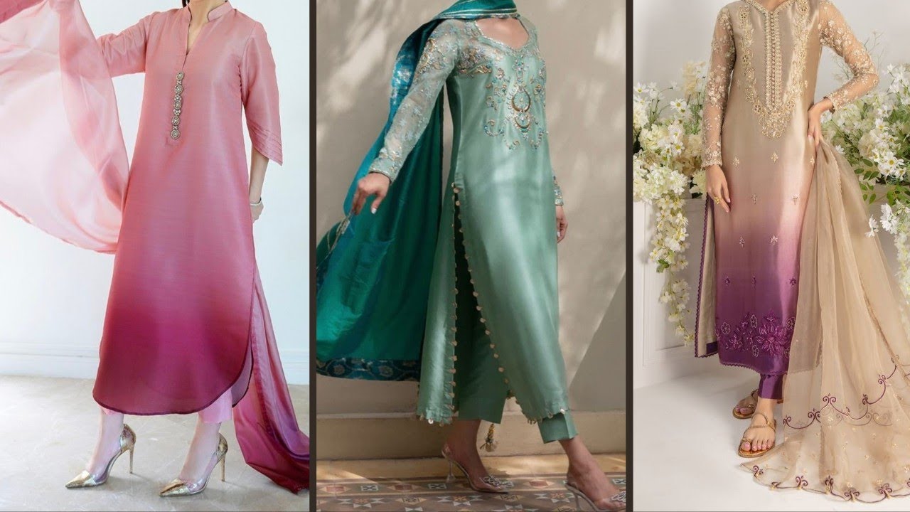Stylish Katan Silk Dress Designs 2025 With Lace And Work || New silk dress  design for wedding