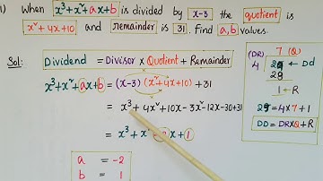 When x3+x2+ax+b is divided by x-3 the quotient is x2+4x+10 and remainder is 31 .Find a,b values.