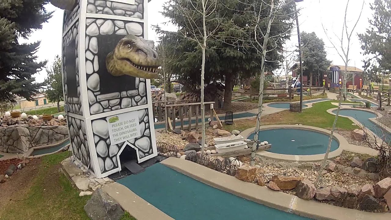 Dinosaurs TRex at Putter's Pride Mini Golf Course Colorado YouTube