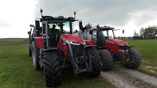 Gülle fahren 2024 Traktoren Massey Ferguson MF 8S.265 und MF 7718