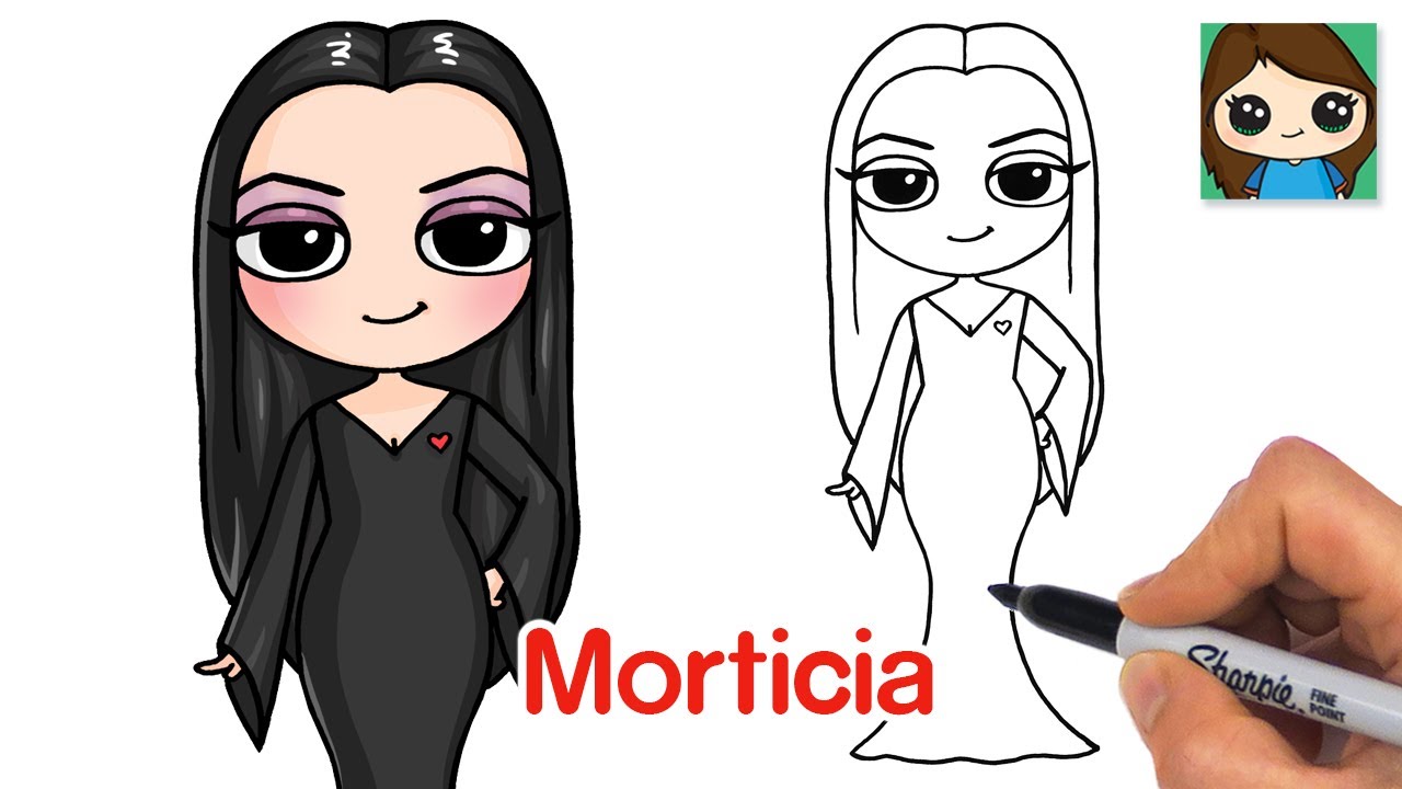 How to draw morticia addams