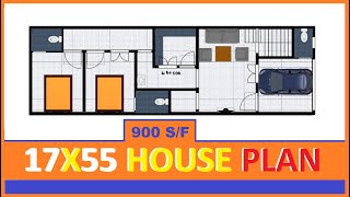 17*55 2बैडरूम वाला घर का नक्शा../// 17*55  2bhk house plan