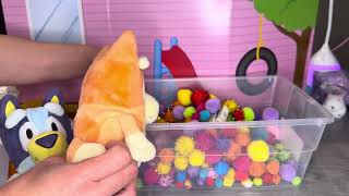 Bluey and Bingo’s Seek and Find Game! Fun Sensory Play with Poms-Poms! 