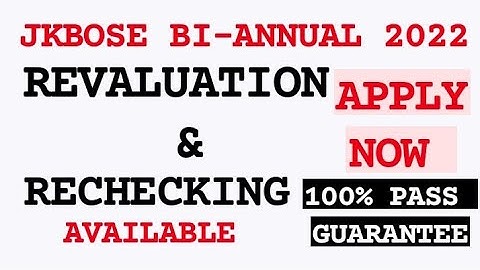 jkbose 12th class revaluation and Rechecking apply 100% pass Guarantee