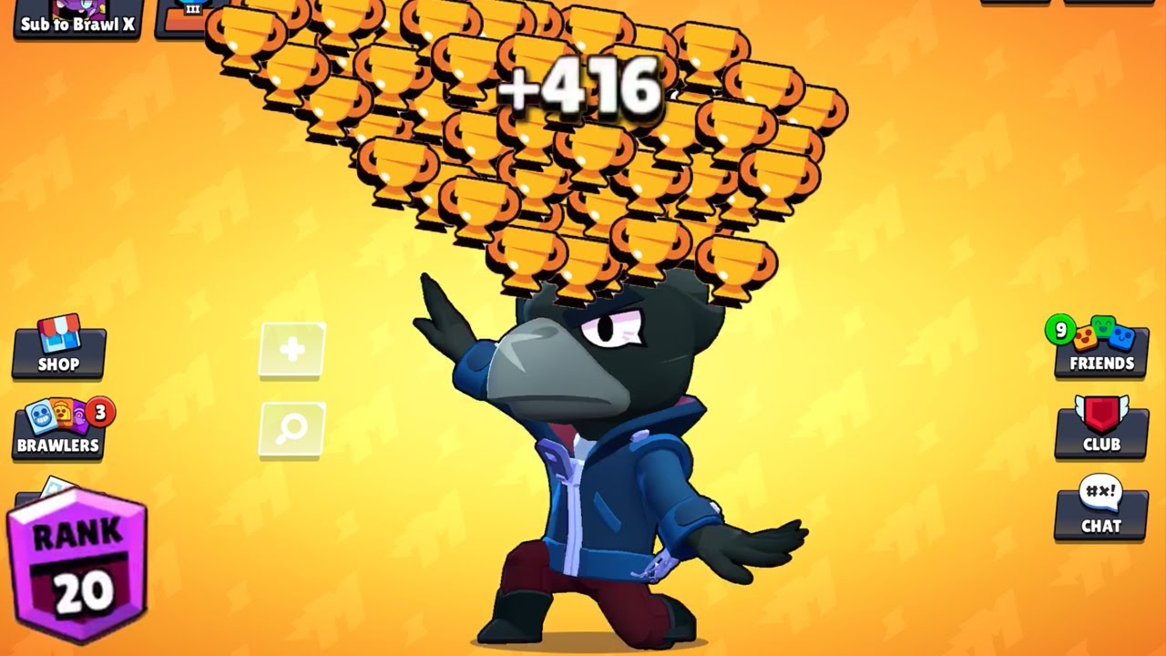 Crow Nonstop To 500 Trophies Brawl Stars Youtube - oster crow brawl stars