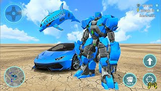 Blue Dolphin Robot Transform Wars: Car Drone Flying Dolphin Robot Game Part 2 - Android Gameplay screenshot 5