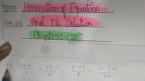 Class 7 | Formation of equation & it