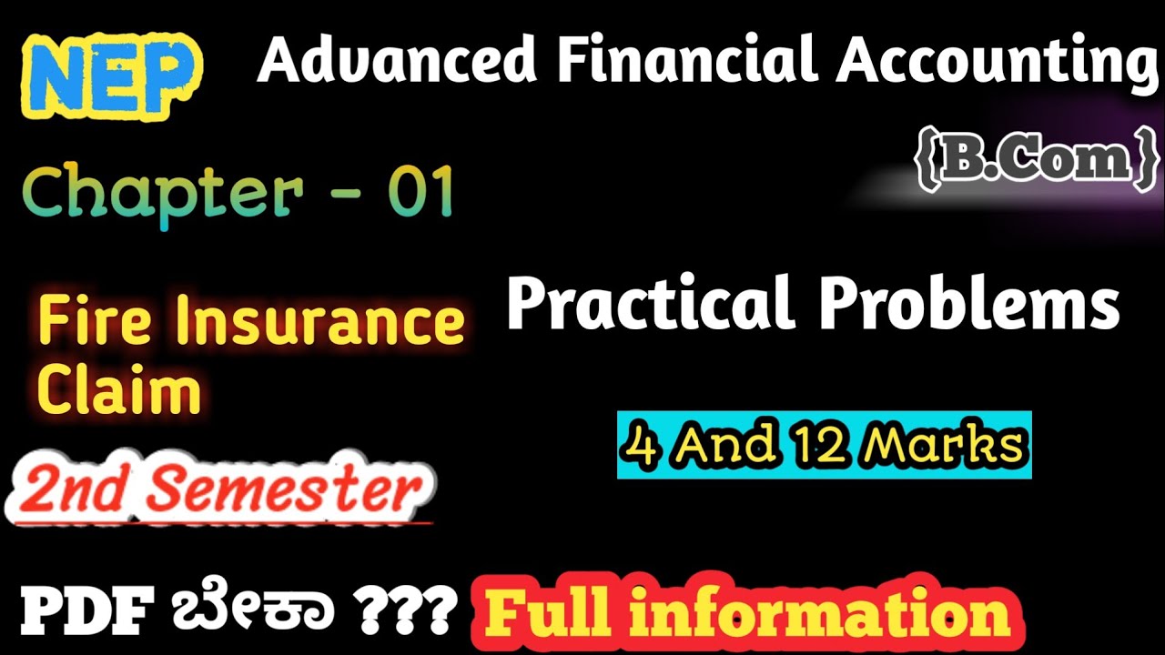 Fire insurance claim in Advanced financial accounting practical problem ...