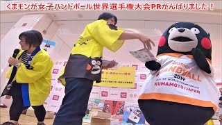 【最前列で撮影】くまモン！ハンドボールのユニフォームを着てPR【2回目】＠2019女子ハンドボール世界選手権大会PR　八代・山鹿観光物産展inゆめタウン博多20190901