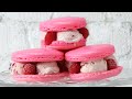 いちごのトゥンカロンでカフェ気分♪ / Strawberry Ice Cream Macarons