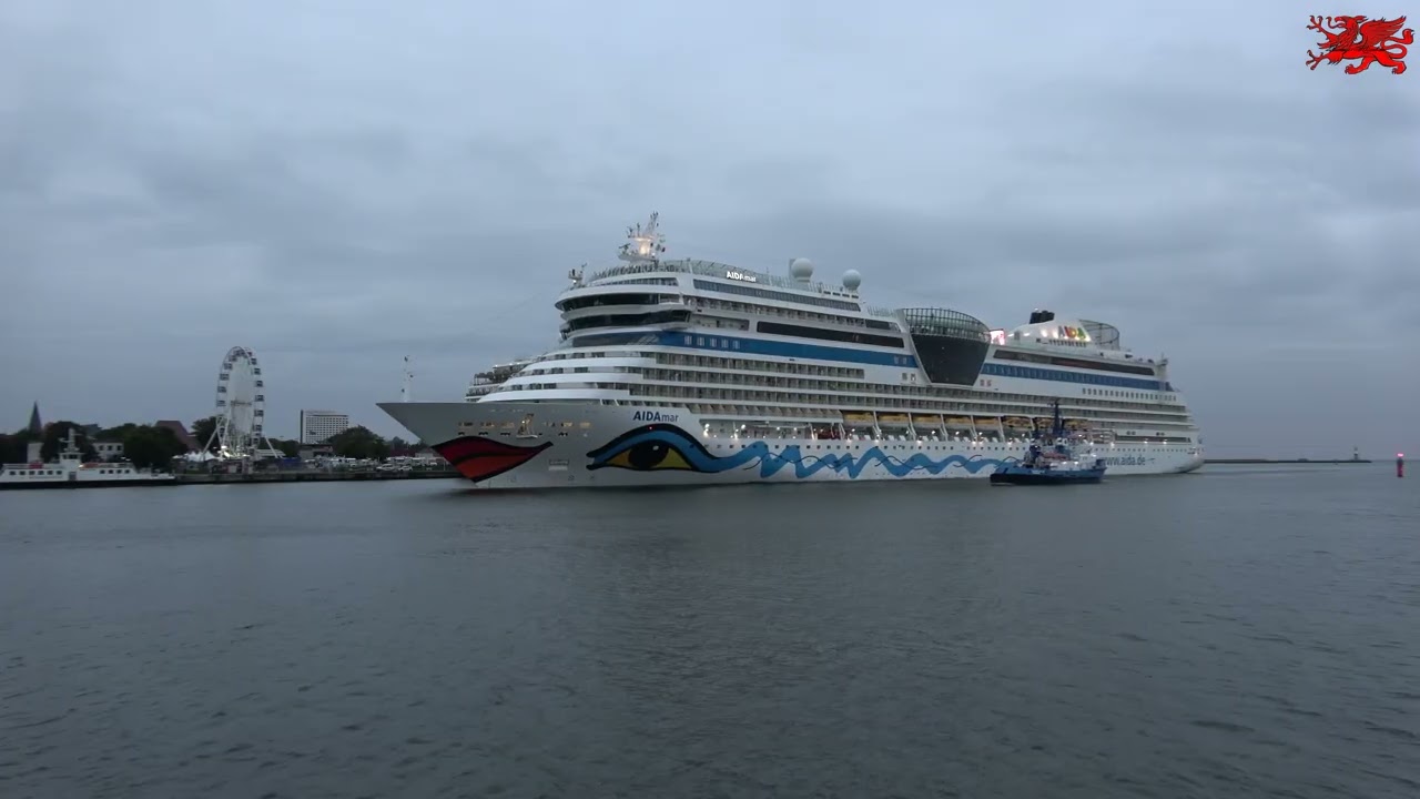 19.09.2026 Warnemünde: heute ein Dreier-Anlauf die Ambition (ex. AIDAmira), AIDAluna und der AIDAmar