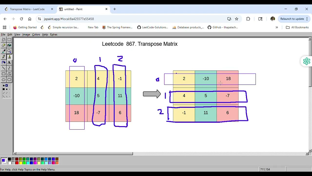 Leetcode 867  Transpose Matrix - Popular  Interview Question - Logic Explained In Hindi