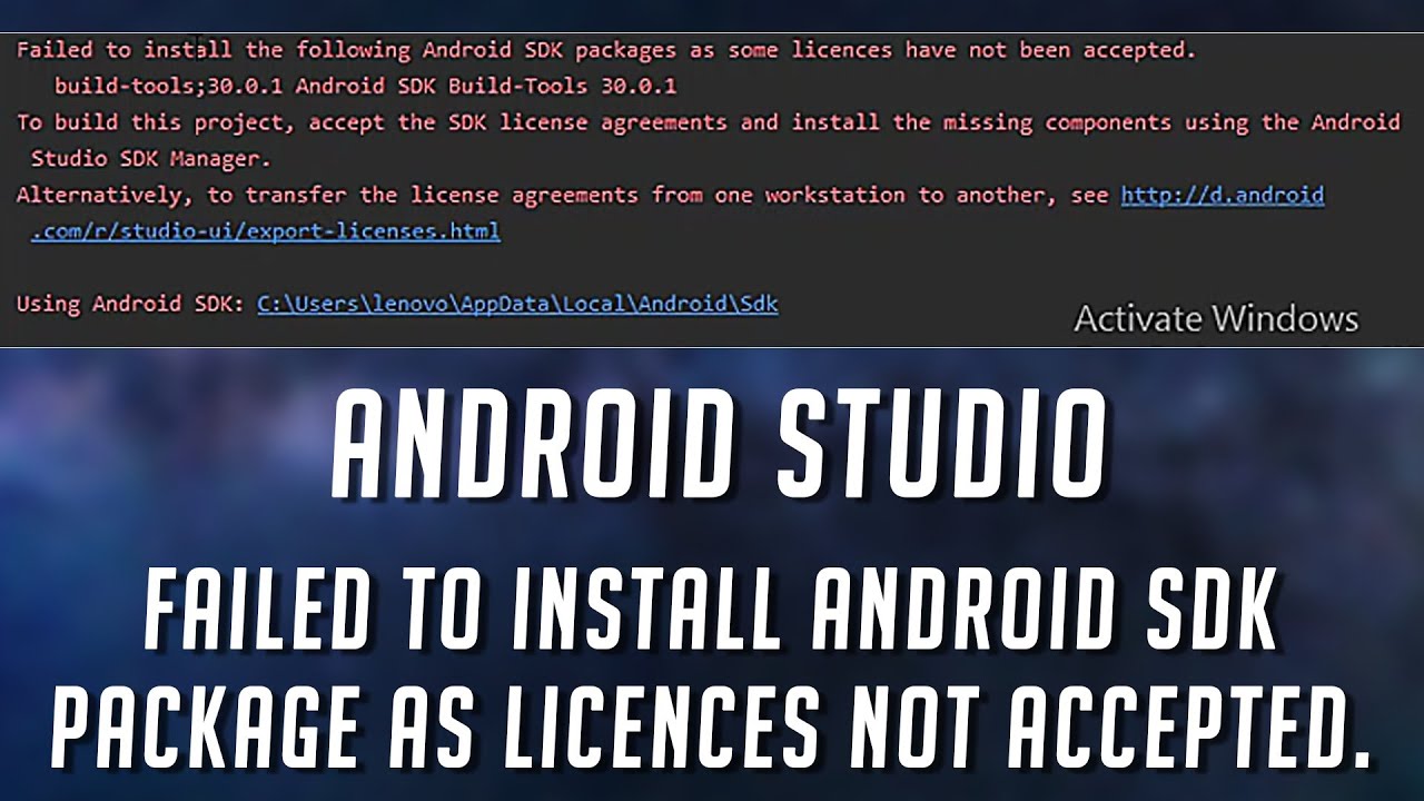 Android Studio Accept The Sdk License Agreement Error | Failed To Install Android Sdk Package Error