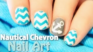 Nautical Chevron Nail Art | TotallyCoolNails