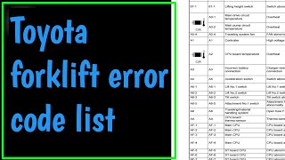 Toyota forklift error code list #forkliftandev