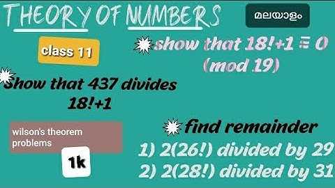 bca bsc maths topic Theory of numbers wilson