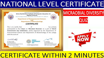 Quiz on Microbial Diversity | Microbiology | National Level Free Certificate Within 2 Minutes