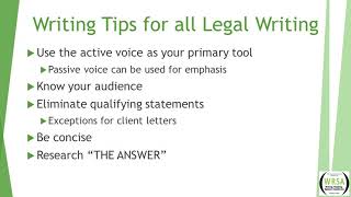 Legal Writing Workshop - Part 1: 10 Legal Writing Tips