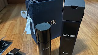 I got the new Dior sauvage deodorant spray + samples!! Unboxing & review