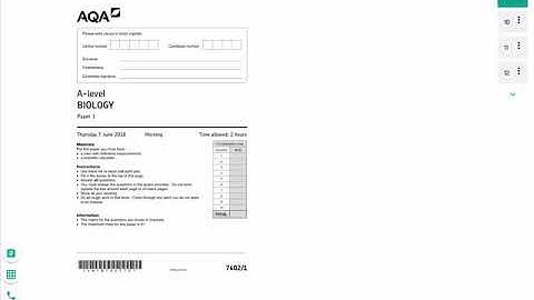 A level Biology paper 1 2018 AQA