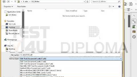 Save the current document under the file name test and type text (.txt) in IL-ates\LO_Writer...
