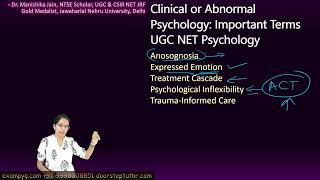 Clinical or Abnormal Psychology Important Terms UGC Psychology #ugcpsychology