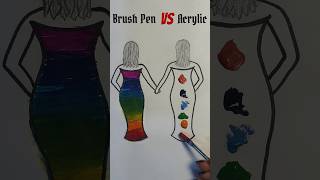 Brush Pen Vs Acrylic Color Which One Wins  shortsfeed viral painting shortsfeed