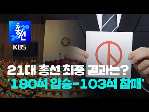 21대 총선 개표 완료…민주 180석 압승·통합 103석 참패 / KBS뉴스(News)