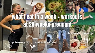 WEEK OF WORKOUTS + MEALS at 28 weeks pregnant: supplements, recipes + pelvic floor rehab