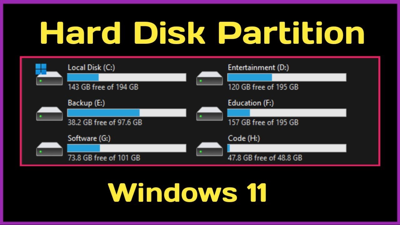 How to create hard disk partition in windows 11 | Windows 11 hard disk ...