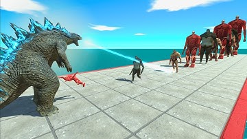 ALL Godzilla Forms VS 10 Growing Levels of Colossal Titan x Beast Titan x Armored Titan - ARBS