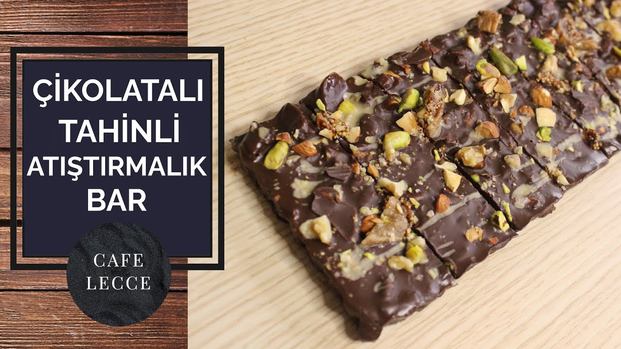 ÇİKOLATALI TAHİNLİ ATIŞTIRMALIK BAR TARİFİ - Kuruyemiş ve Kuru meyveli - Chocolate Tahini Bar Recipe
