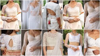 Latest White Blouse Designs For White Saree 2025 White Saree Blouse Designwhite Net Blouse Design