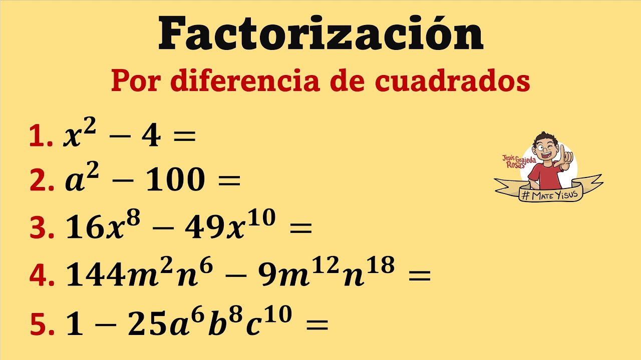 Factorización Por Diferencia De Cuadrados Ejercicios Fáciles Video 1