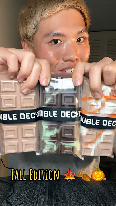 Double Decker Chocolate Bars Fall Edition! 🎃🍂🍁 #mukbang #asmr #shorts