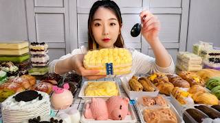 ASMR Sweet Food 🍰 | Dessert Mukbang | Cream Cake, Mango Box Cake, Bear Mousse, Cheese Bread Eating screenshot 3