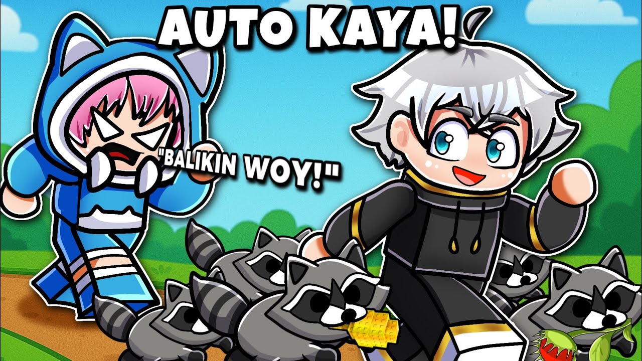 8 RACCOON VS KEBUN YOUTUBER ATUN! AUTO RATUSAN BILLION DI GROW A GARDEN?!