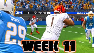 THE CINCINNATI BENGALS VS THE LOS ANGELES CHARGERS WEEK 11 SIMULATION! (MADDEN 25 ROSTERS)