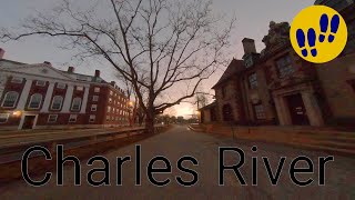 Sunrise along the Charles River, Cambridge MA - Walking tour of Boston HD