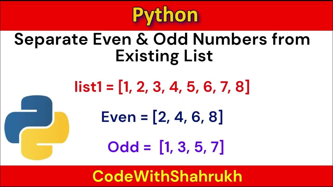 Separate even and odd numbers from a list in python. - YouTube