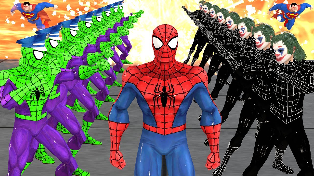 Siêu nhân nhện🔴Spider Man Fight BAD GUYS vs Joker vs Hulk vs Captain America In EPIC Battle!