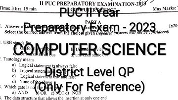 PUC II Year - COMPUTER SCIENCE - Preparatory Exam Question Papers 2023 (For Reference)