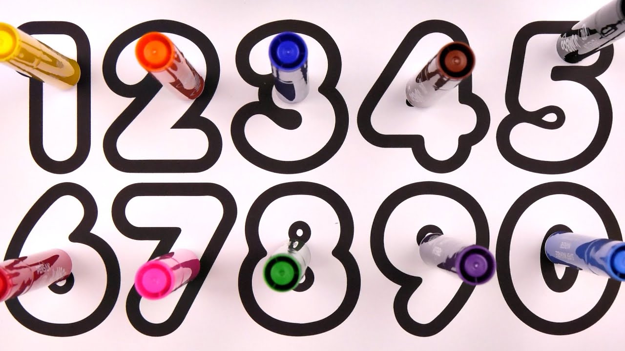 ( Numbers ) Learn Numbers with BIG Marker Pen Glitter  Coloring Pages / Akn Kids House