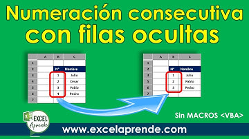 Numeración consecutiva con filas ocultas, Sin Macros