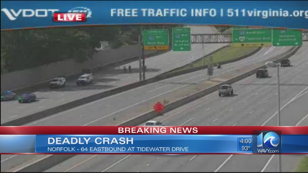 Person dies in crash on I-64 at Tidewater Drive in Norfolk