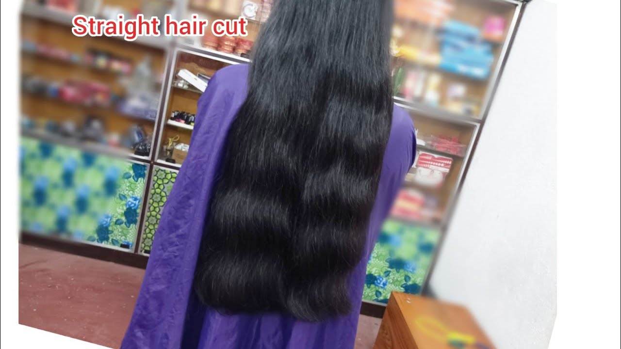 Easy straight hair cut at homeHow to cut hair straightstraight cut