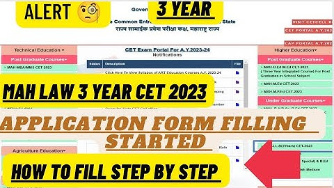 MAH LAW 3 YEAR CET 2023 APPLICATION FORM FILLING STARTED 🤔  HOW TO FILL STEP BY STEP IN MOBILE