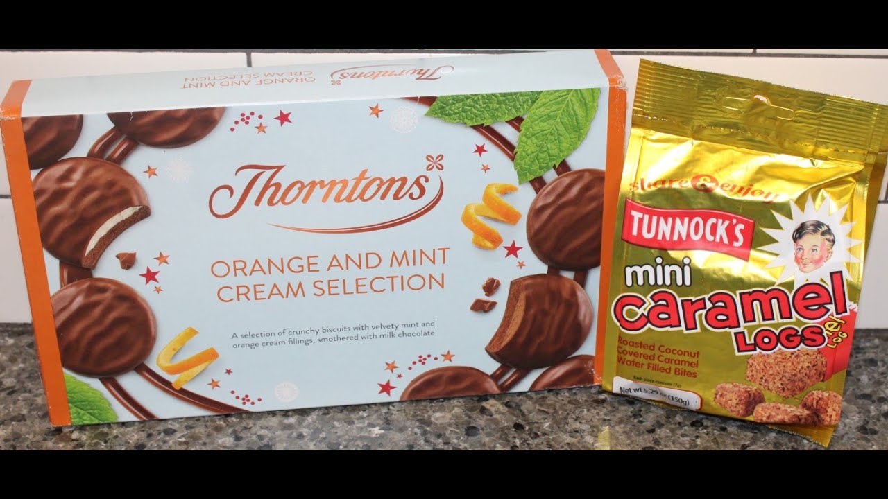 Thorntons Orange & Mint Cream Selection and Tunnock’s Mini Caramel Logs ...