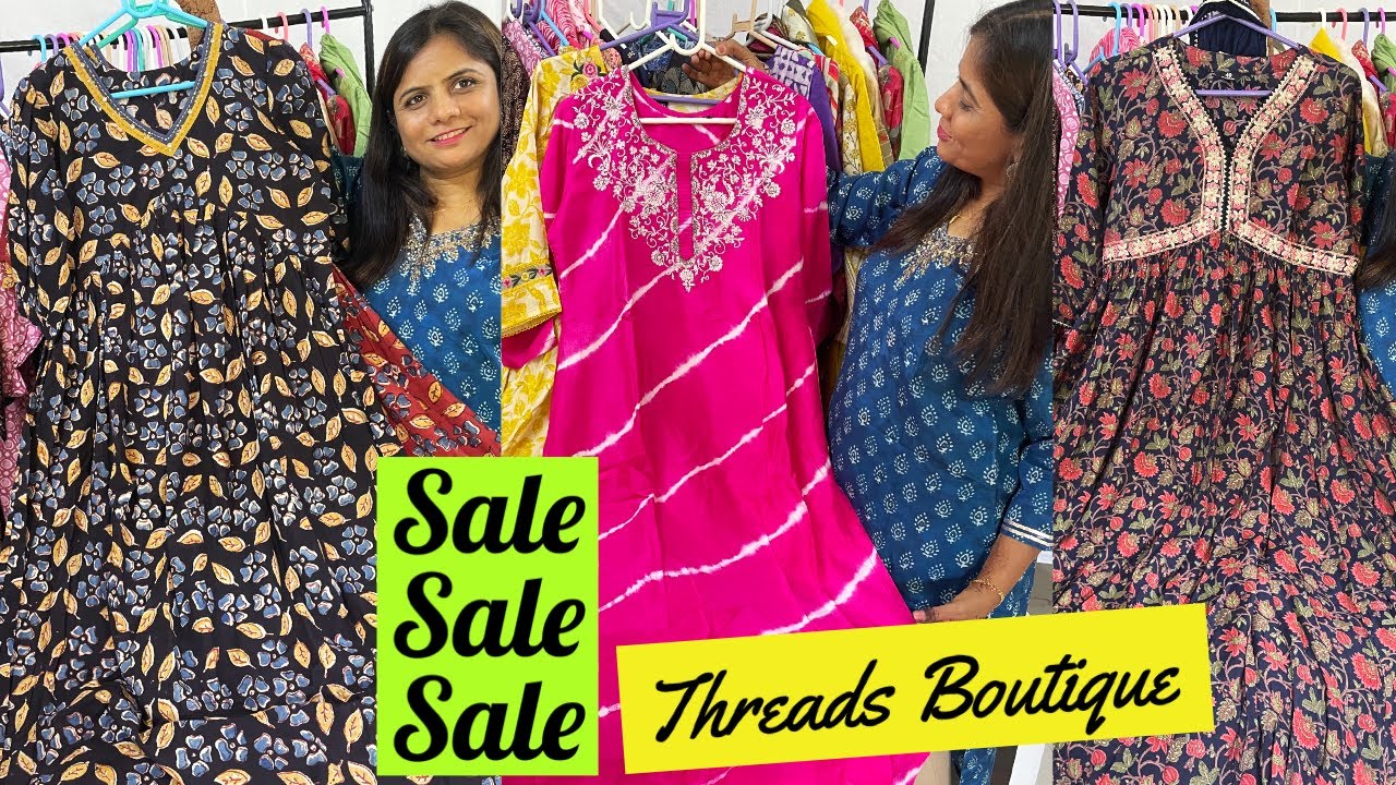 Sale Sale Sale at Threads Boutique By Poonam. Cotton Floral Print Gowns